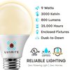 Luxrite A19 LED Light Bulbs Dusk to Dawn 9W (60W Equivalent) 800LM 3000K Soft White E26 Base 6-Pack LR21471-6PK